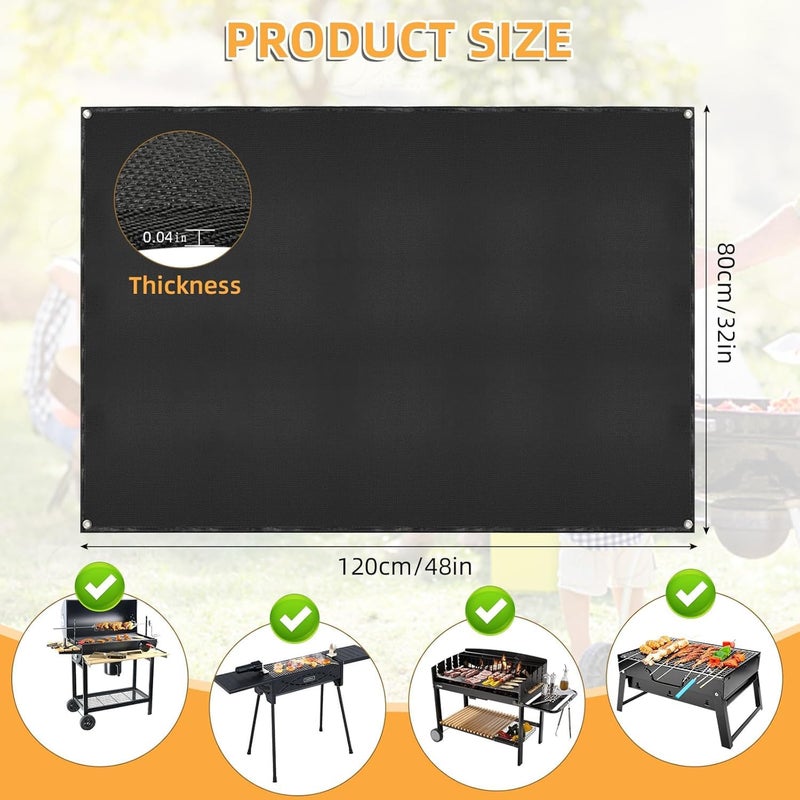 SONGC Under Grill Mat for Outdoor Grilling, 32 x 48 inches Double-Sided Fireproof Waterproof BBQ Protector for Deck and Patio Under Grill Mat for Outdoor BBQ - Image 2